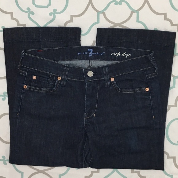 💙👖CUTE! 7FAM DOJO CROP NAVY 7’S👖💙27 3/4 21” - Picture 5 of 8